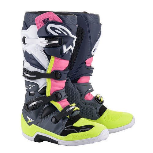 מגפי שטח טק 7 אלפינסטארס  ALPINESTARS TECH 7 ורוד\צהוב\אפור