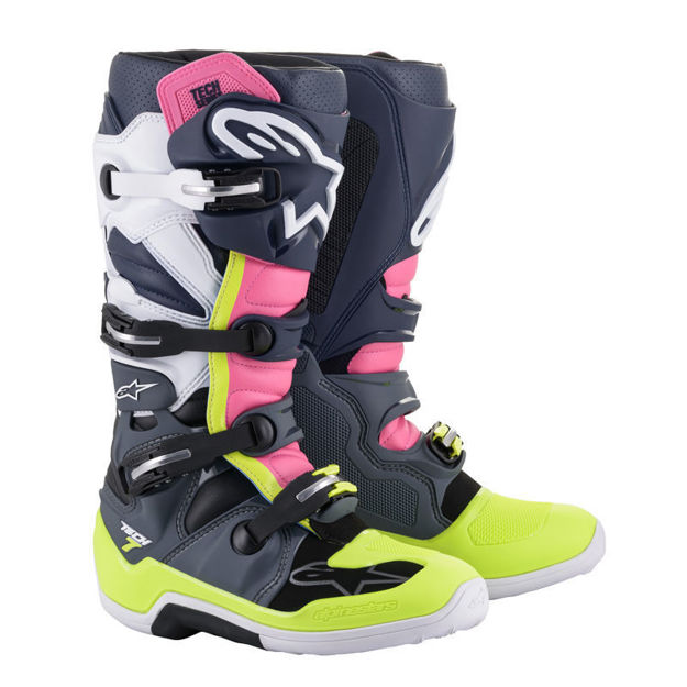 מגפי שטח טק 7 אלפינסטארס  ALPINESTARS TECH 7 ורוד\צהוב\אפור