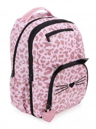 תיק עם טריק המתפצל לתיק גדול ותיק קטן, 5 תאים ומערכת גב ארגונומית - חתול ורוד