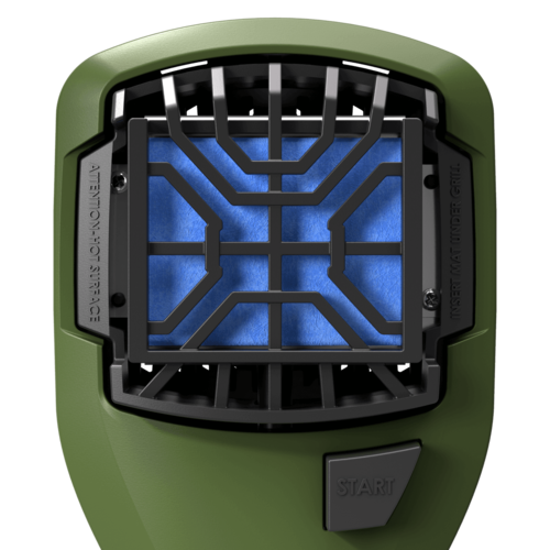 מכשיר דחיית יתושים נייד THERMACELL MR300 בצבע ירוק עם מיכל גז ו-3 טבליות דחייה, מספק הגנה יעילה בשטח 20 מ