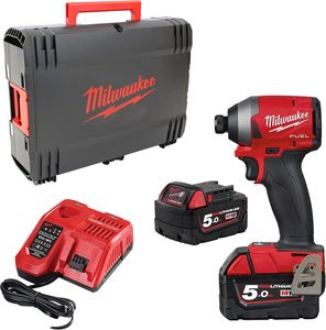 מברגת אימפקט רטיטה MILWAUKEE FID2-502X BL 18V עם סוללות ומטען