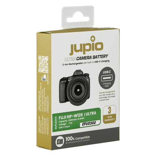 סוללת ליתיום Jupio NP-W126S *ULTRA C* (USB-C input) 1300mAh