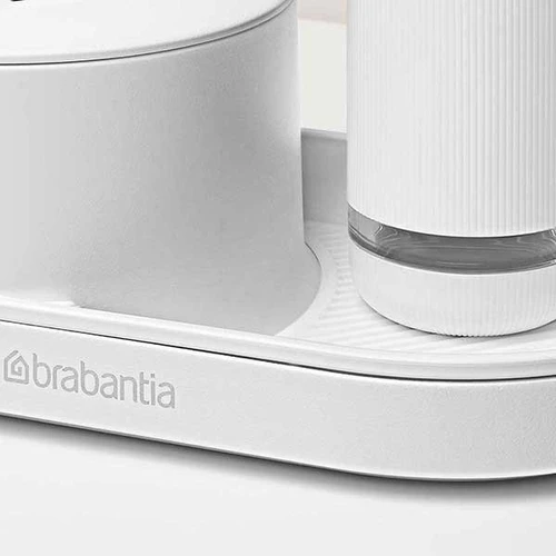 הסט המלא: דיספנסר וסקוויזר לסבון, אורגנייזר לבן מינרלי ומשטח לייבוש כלים נירוסטה SinkStyle | ברבנטיה 06