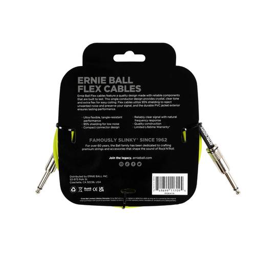 כבל לגיטרה Ernie Ball Flex Cable אורך 3 מטר במבחר צבעים