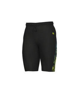 מכנסי ריצה טייץ גברים ALE RUNNING SHORT TIGHTS שחור-צבעוני לייקרה איכותית טכנית ומדפת כיס אחורי