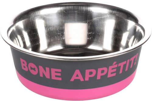 קערת נירוסטה לכלב BONE APPETIT ורודה 400 מ
