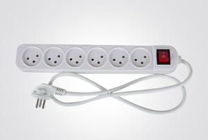 רב שקע ל 6+ מפסק + כבל 1 מטר 
