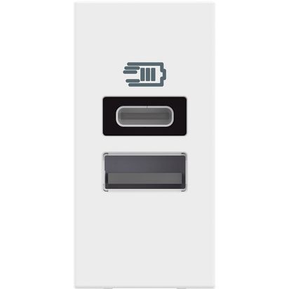 שקע טעינה 5V 3000mA TYPE A+C, 1 מודול לבן CLASSIA