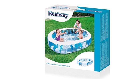 בריכה אובלית מתנפחת שקופה בעיטור גלים | Bestway