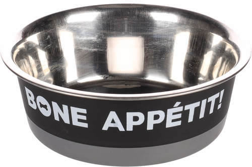 קערת נירוסטה לכלב BONE APPETIT שחורה 1.7 ליטר פלמינגו