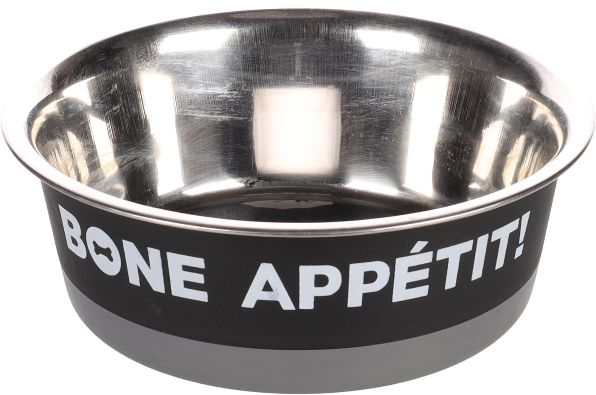 קערת נירוסטה לכלב BONE APPETIT שחורה 1.7 ליטר פלמינגו