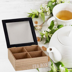 קופסא תה מעץ 4 תאים TEA BOX
