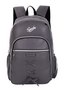 תיק גב אפנתי לנוער עם גב קשיח אורטופדי, ארבע תאי חלוקה, שני תאי צד ותא נגד גניבות - שחור דמוי עור שרוכים