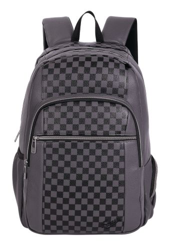 תיק גב אפנתי לנוער עם גב קשיח אורטופדי, ארבע תאי חלוקה, שני תאי צד ותא נגד גניבות - שחור קוביות בשחור