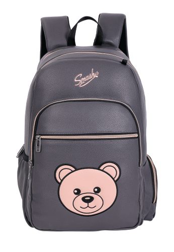 תיק גב אפנתי לנוער עם גב קשיח אורטופדי, ארבע תאי חלוקה, שני תאי צד ותא נגד גניבות - שחור דובי רוז גולד