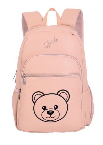 תיק גב אפנתי לנוער עם גב קשיח אורטופדי, ארבע תאי חלוקה, שני תאי צד ותא נגד גניבות - דובי אפרסק