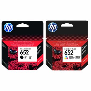 זוג ראשי דיו מקוריים שחור וצבעוני HP 652 