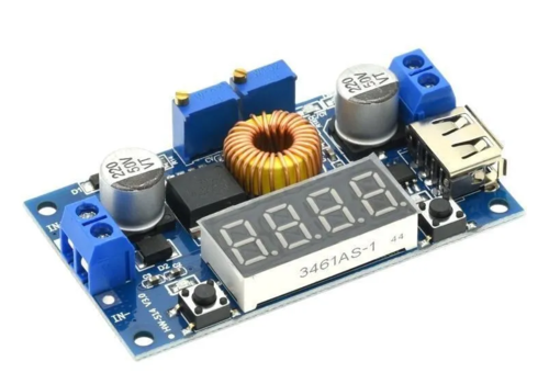מודול מוריד מתח עם תצוגה עד DC-DC 75W  5A לטעינת סוללות Li-ion