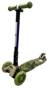 קורקינט ילדים מתקפל 3 גלגלים עם אורות - גרפיטי ירוק