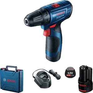מברגה מקדחה 12V כולל 2 סוללות 2Ah, מטען ומזוודה דגם GSR 120-LI בוש