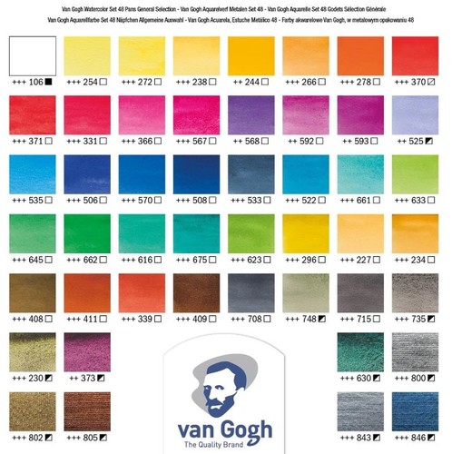 מארז 48 קוביות צבעי מים Van Gogh בקופסת מתכת