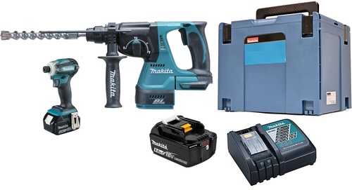 סט אימפקט DTD172 ופטישון DHR242 + סוללות 6A מבית Makita