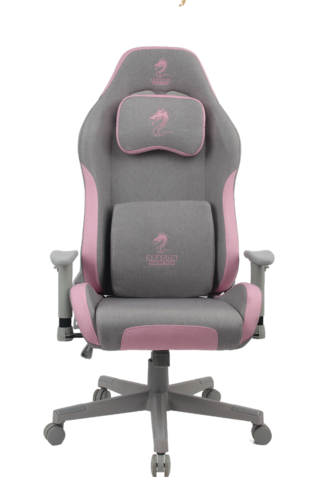 כיסא גיימינג  בציפוי בד נושם Dragon Cyber GAMING CHAIR בצבע אפור/ורוד
