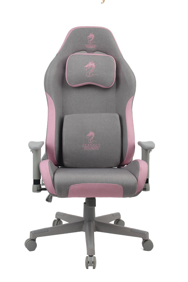 כיסא גיימינג  בציפוי בד נושם Dragon Cyber GAMING CHAIR בצבע אפור/ורוד