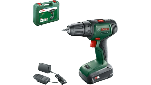 מברגה מקדחה נטענת 18V כולל סוללה 1.5AH ומטען לשימוש ביתי דגם UniversalDrill 18 בוש