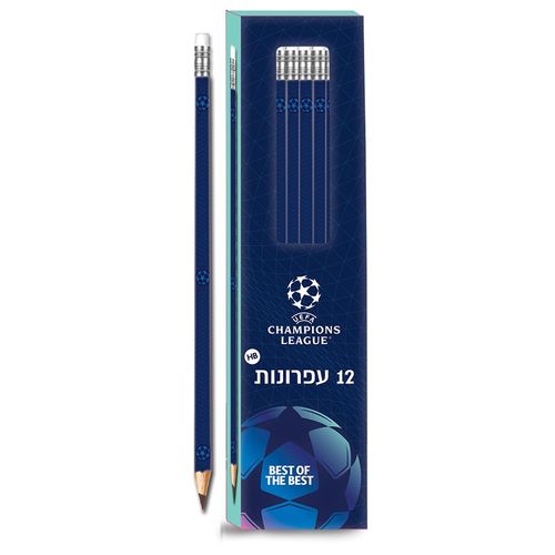 מארז 12 עפרונות עם מחק - כדורגל ליגת האלופות