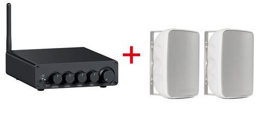 מגבר קומפקטי עם Bluetooth מבית Fosi Audio+ זוג רמקולים לתנאי חוץ מבית Adventדגם ODS68