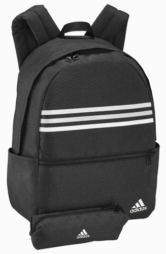 תיק גב Adidas דגם קלאסיק - שחור פסים עם קלמר