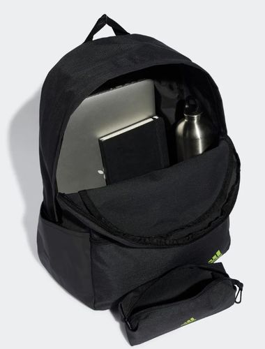 תיק גב Adidas דגם קלאסיק - שחור פסים ירוקים עם קלמר