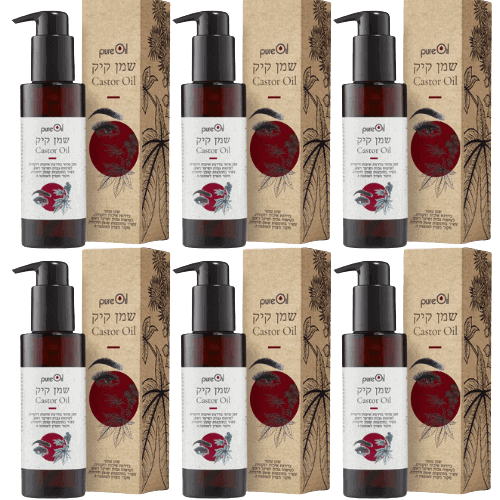 מארז שישייה | שמן קיק | לטיפוח גבות ושיער ראש | שמן טהור | מכיל 100 מ