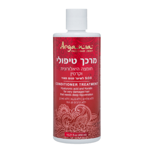 מרכך טיפולי חומצה היאלורונית וקרטין SOS לשיער פגום מאוד של ארגניה 450 ml ARGANIA | ארגניה