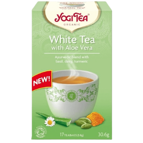 תה עם צמחים ותמצית אלוורה להכנת משקה בחליטה אורגנית | מכיל 17 שקיקים |  YOGI TEA