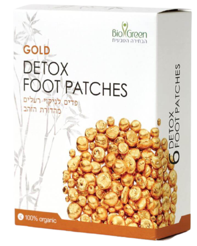 גולד דיטוקס פווט פאטצ'ס | Gold DETOX FOOT PATCHES | פדים לניקוי רעלים | מהדורת הזהב | 100% אורגני | מכיל תערובת של צמחים | ביו גרין | Bio Green