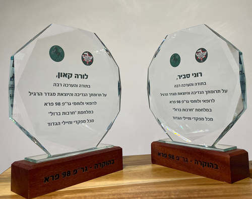 מגן הוקרה אוקטגון על בסיס עץ