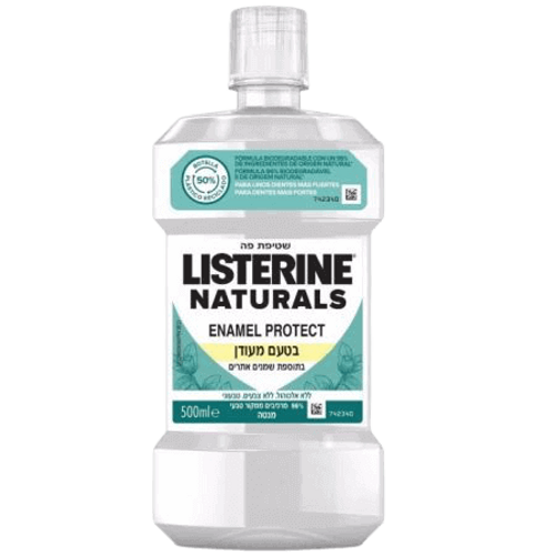 ליסטרין נטורלס שטיפת פה להגנה על זגוגית השן | בטעם מעודן | 500 מ
