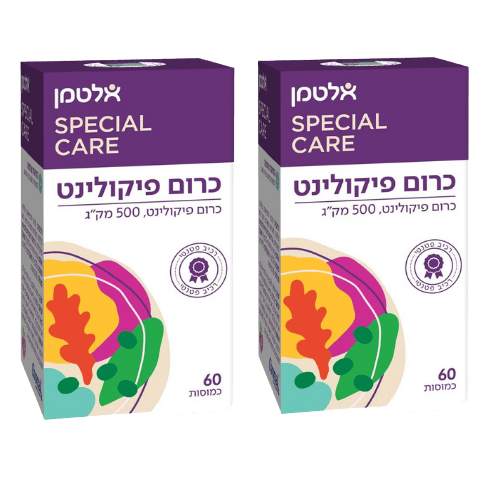 מבצע זוגי | כרום פיקולינט | 120 כמוסות | 500 מק"ג | 60 כמוסות בכל יחידה אלטמן | ALTMAN