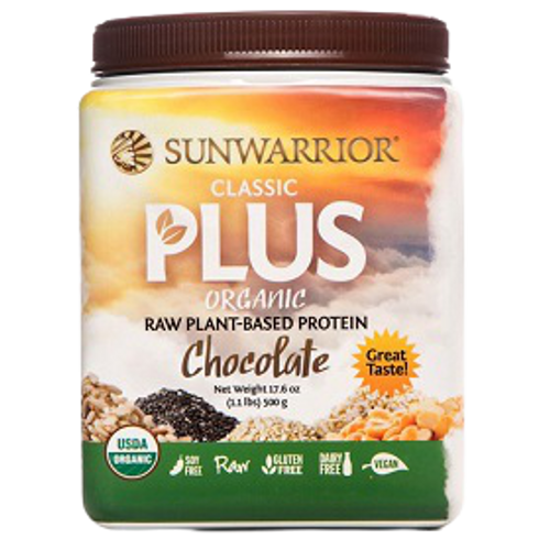 אבקת חלבון טבעוני פלוס | בטעם שוקולד | מכיל 750 גרם | סאן ווריור | SUNWARRIOR