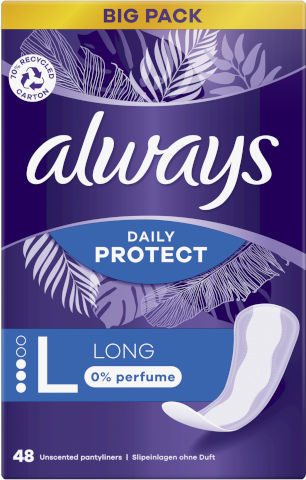 מגני תחתון לונג ללא ניחוח | מכיל 48 יחידות | always Long 0% perfume | אולוויז | always