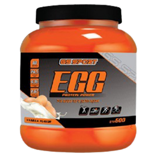 אבקה להכנת משקה על בסיס חלבון ביצה | בטעם וניל | מכיל 600 גרם | 18 מנות הגשה | GS SPORT