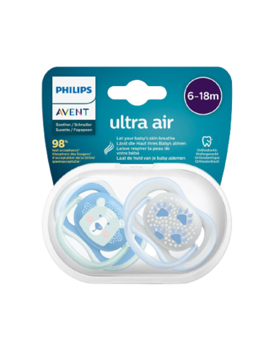 זוג מוצצי אוונט אולטרה אייר Avent ultra air | לגילאי 6-18 חודשים | AVENT פיליפס | PHILIPS