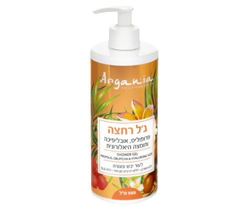 ארגניה ג'ל רחצה פרופוליס , אובליפיכה מועשר בחומצה היאלורונית | לעור יבש ומגורה | 500 מ