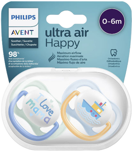 זוג מוצצים אבנט אולטרה אייר הפי AVENT Ultra air happy | לגילאים 0-6 חודשים |