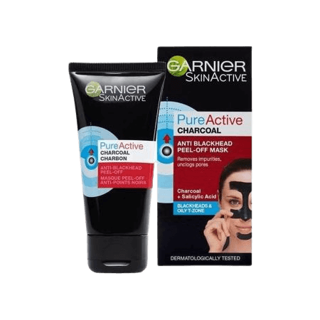 מסכת פחם פיור אקטיב | לטיהור העור | מכיל 50 מ"ל | Pure Active Charcoal | Anti Blackhead Peel Off |  גרנייה | Garnier