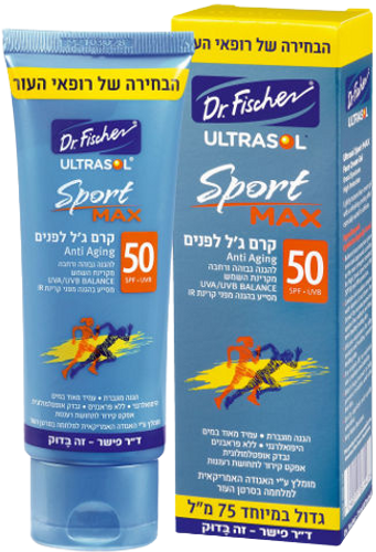 קרם ג'ל לפנים ספורט מקס אנטי אייג'ינג SPF50 | מכיל 75 מ