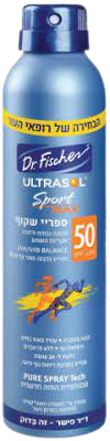 אולטרסול | ספורט מקס | ספריי שקוף להגנה מהשמש| SPF50 | מכיל 200 מ"ל | ד"ר פישר | Dr. Fischer