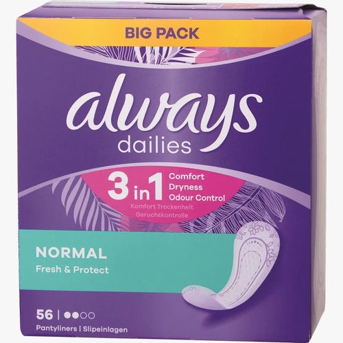 מגני תחתון נורמל עם ניחוח | 56 יחידות | always dailies Normal Fresh & Protect | אולוויז | always